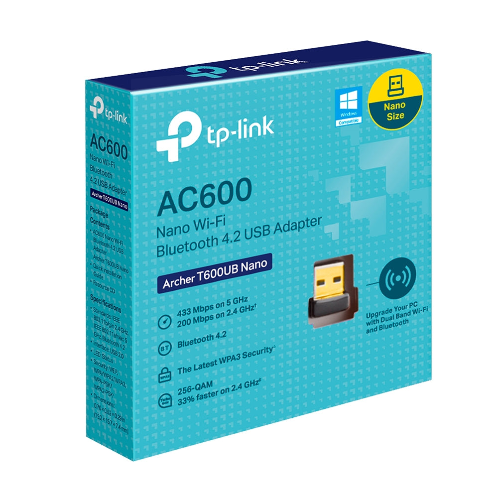 TP-Link Archer T600UB Nano AC600 Nano Wi-Fi Bluetooth USB Adapter, Up to 600Mbps speeds with 200Mbps @2.4GHz, 433Mbps@5GHz By TP-LINK - Buy Now - AU $29.43 At The Tech Geeks Australia
