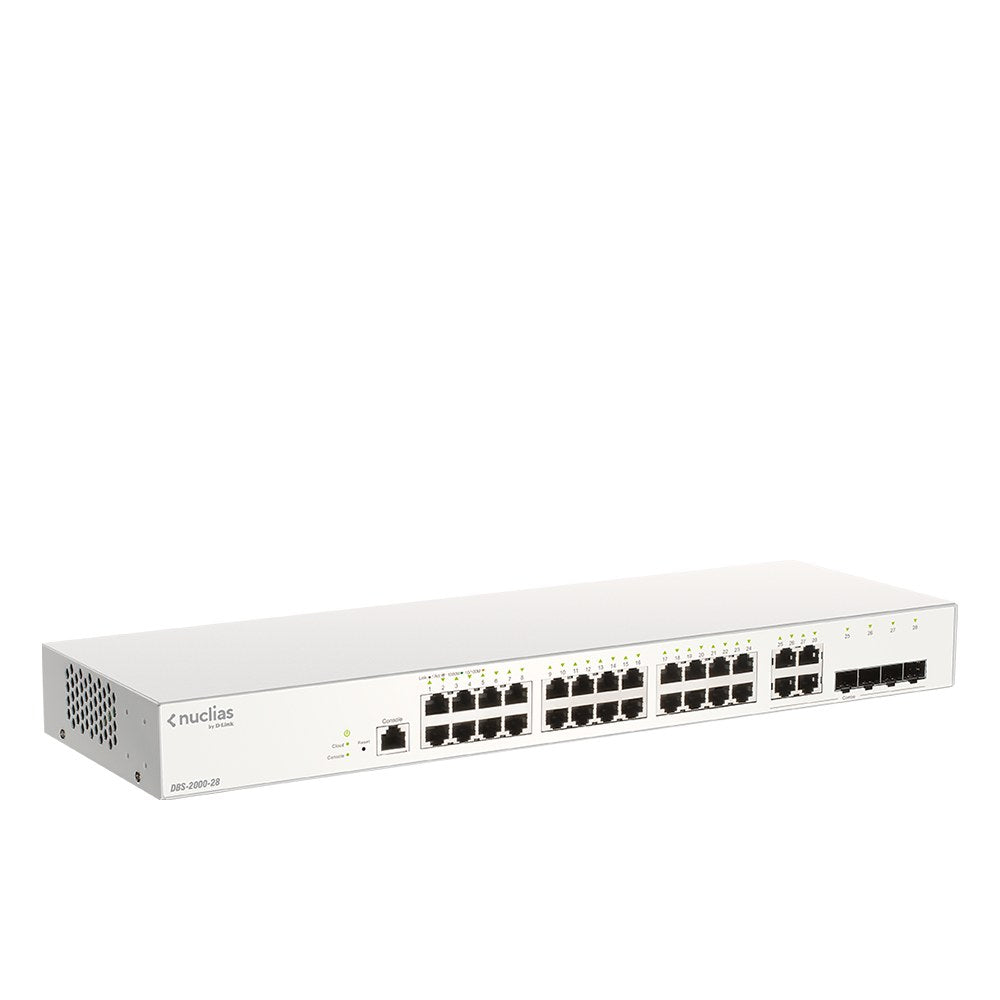 DBS-2000-28 - D-Link 28-Port Gigabit Nuclias Cloud Managed Switch with 28 RJ45 and 4 Combo SFP Ports
