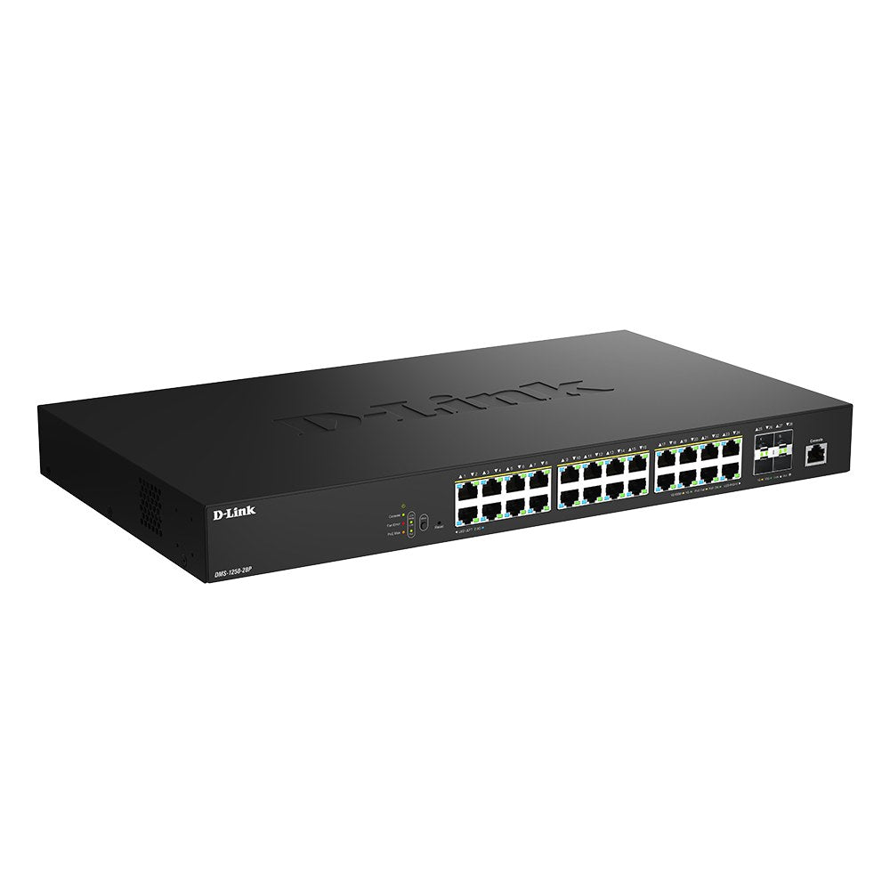 DMS-1250-28P - D-Link 28-Port Multi-Gigabit Smart Managed PoE++ Switch with 24 2.5G PoE++ Ports (475W) and 4 10G SFP+ Ports