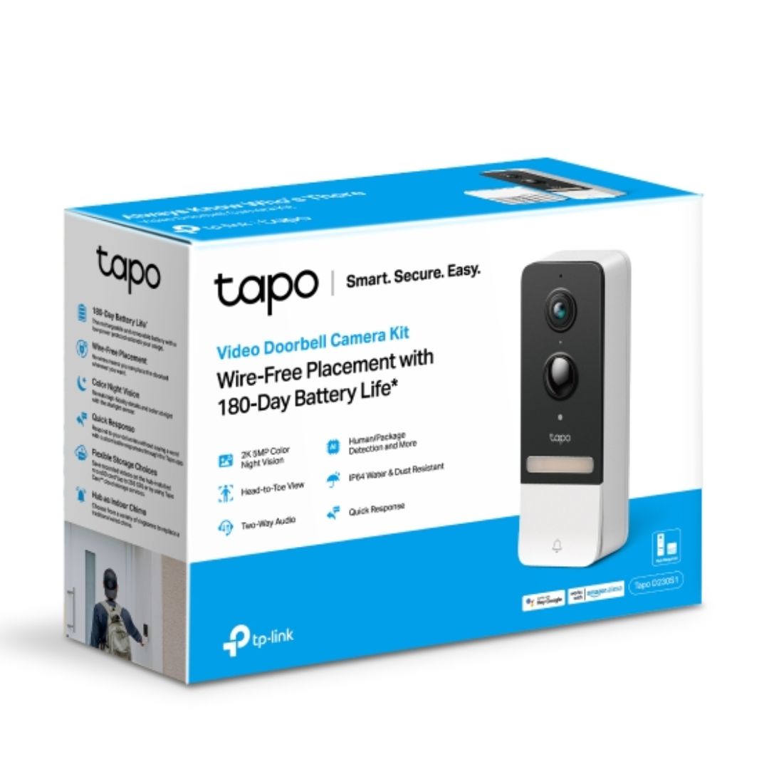TP-Link Tapo D230S1 Smart Battery Video Doorbell, 2K 5MP Live View, Colour Night Vision, Water & Dust Resistant IP64 By TP-LINK - Buy Now - AU $196.31 At The Tech Geeks Australia