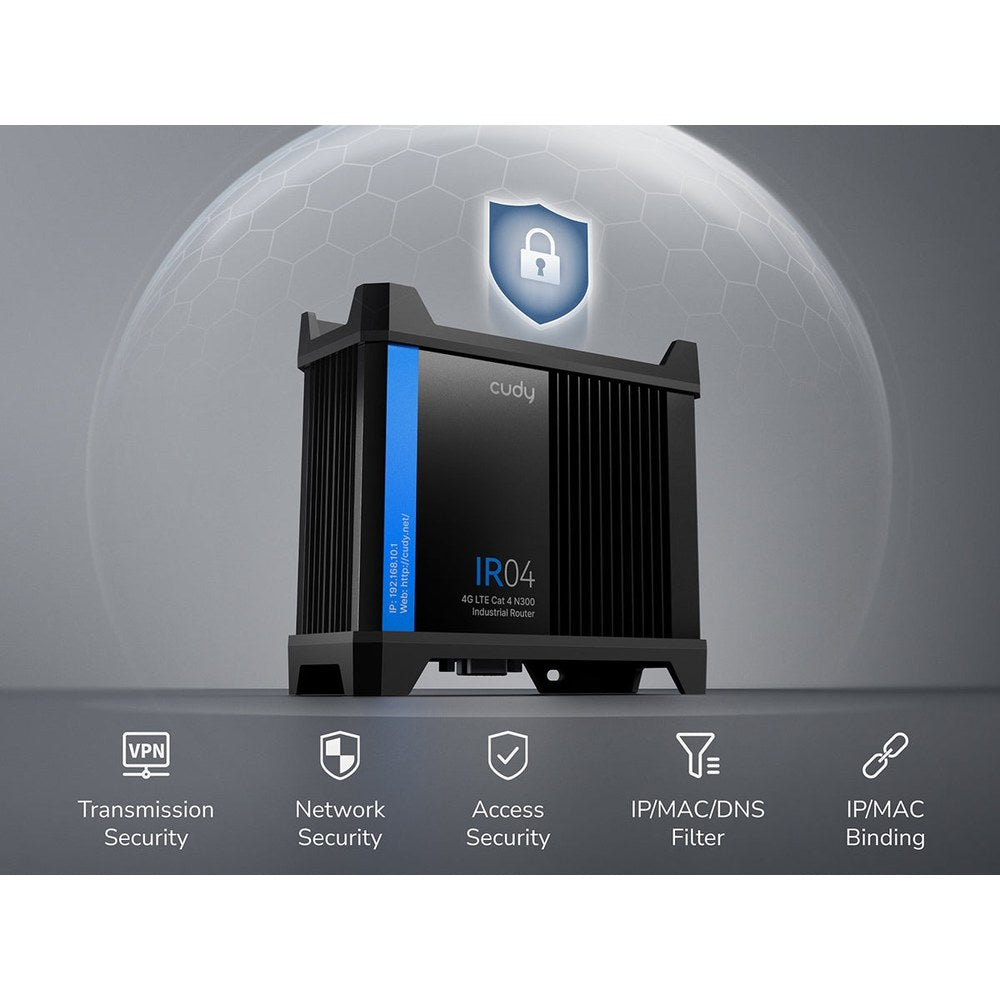 IR04 - Cudy 4G LTE Cat 4 N300 Industrial Wi-Fi Router