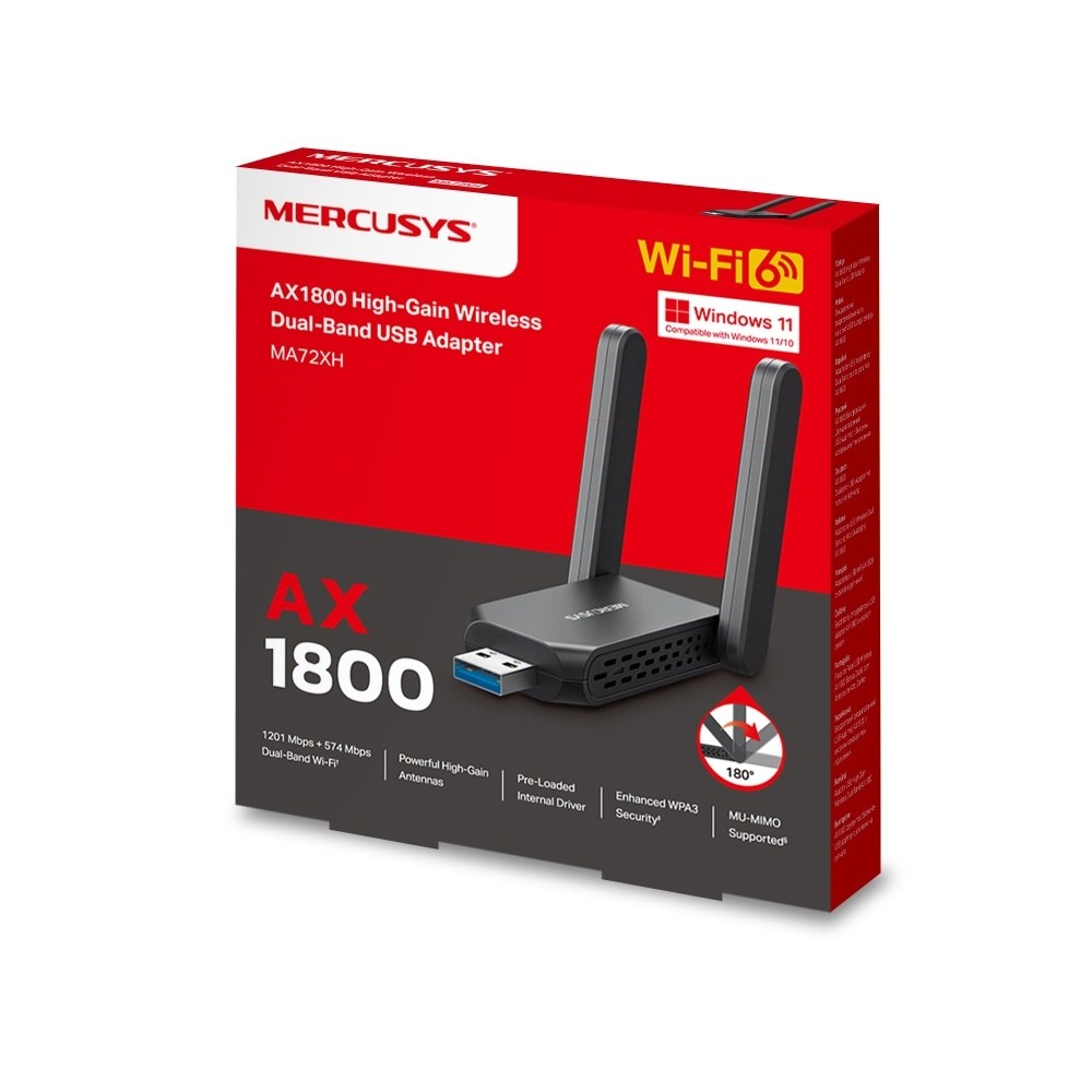 MA72XH - TP-LINK Mercusys AX1800 High-Gain Wireless Dual-Band USB Adapter