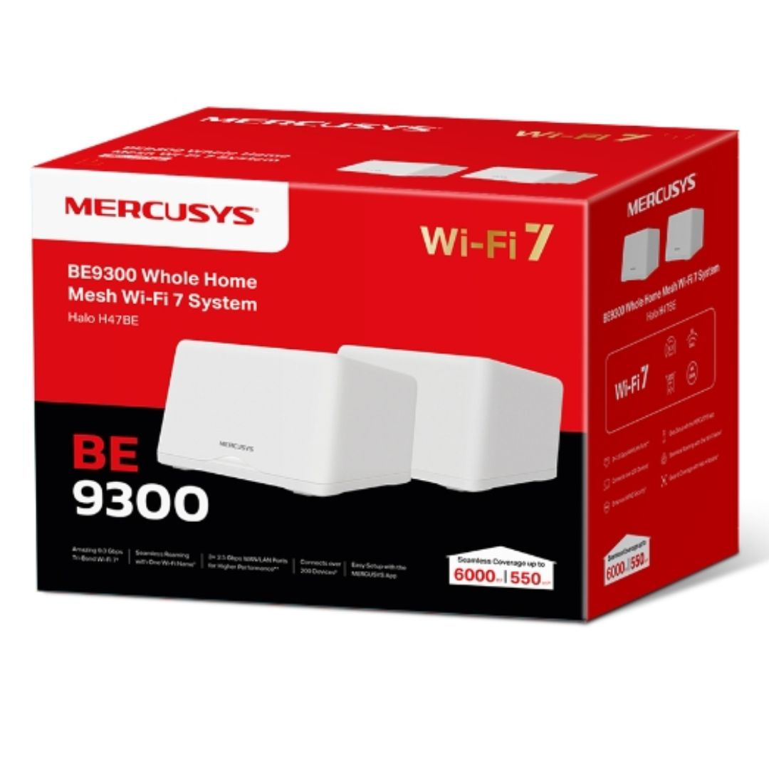 Mercusys Halo H47BE(2-pack) BE9300 Whole Home Mesh Wi-Fi 7 System, 9214 Mbps Tri-Band, Up to 550m² (WIFI7) By TP-LINK - Buy Now - AU $504.56 At The Tech Geeks Australia