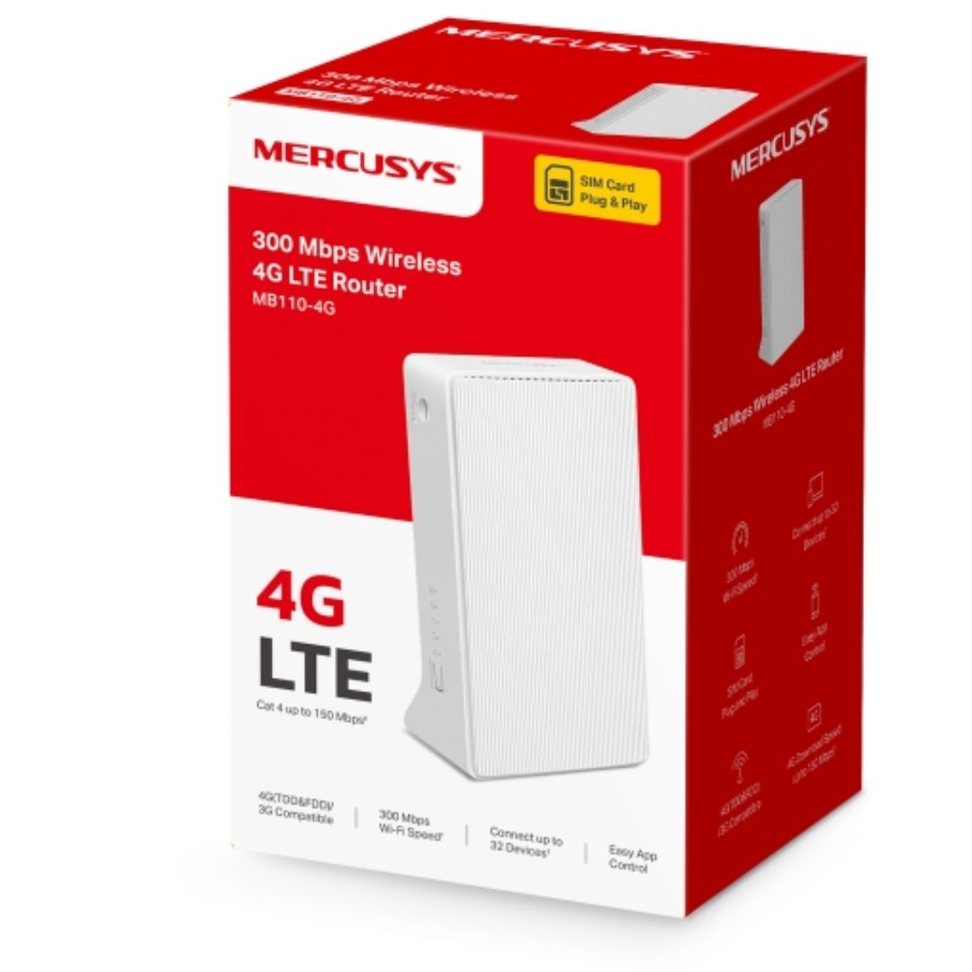 Mercusys MB110-4G 300 Mbps Wireless N 4G LTE Router,4G/3G Compatible, WAN/LAN By TP-LINK - Buy Now - AU $66.49 At The Tech Geeks Australia
