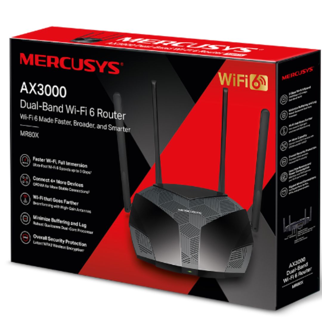 Mercusys MR80X AX3000 Dual-Band Wi-Fi 6 Router, Up to 3 Gbps ,MU-MIMO, OFDMA,WPA3 By TP-LINK - Buy Now - AU $74.99 At The Tech Geeks Australia