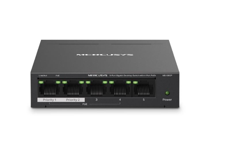 Mercusys MS105GP 5-Port Gigabit Desktop Switch with 4-Port PoE+, 10/100/1000 Mbps RJ45 ports, Up to 250 m By TP-LINK - Buy Now - AU $41.31 At The Tech Geeks Australia