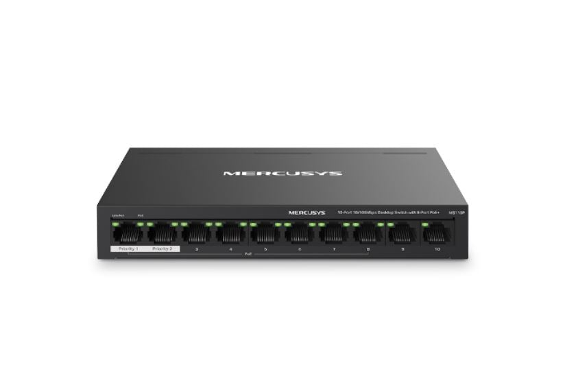 Mercusys MS110P 10-Port 10/100Mbps Desktop Switch with 8-Port PoE+, Up to 250 m By TP-LINK - Buy Now - AU $49.70 At The Tech Geeks Australia