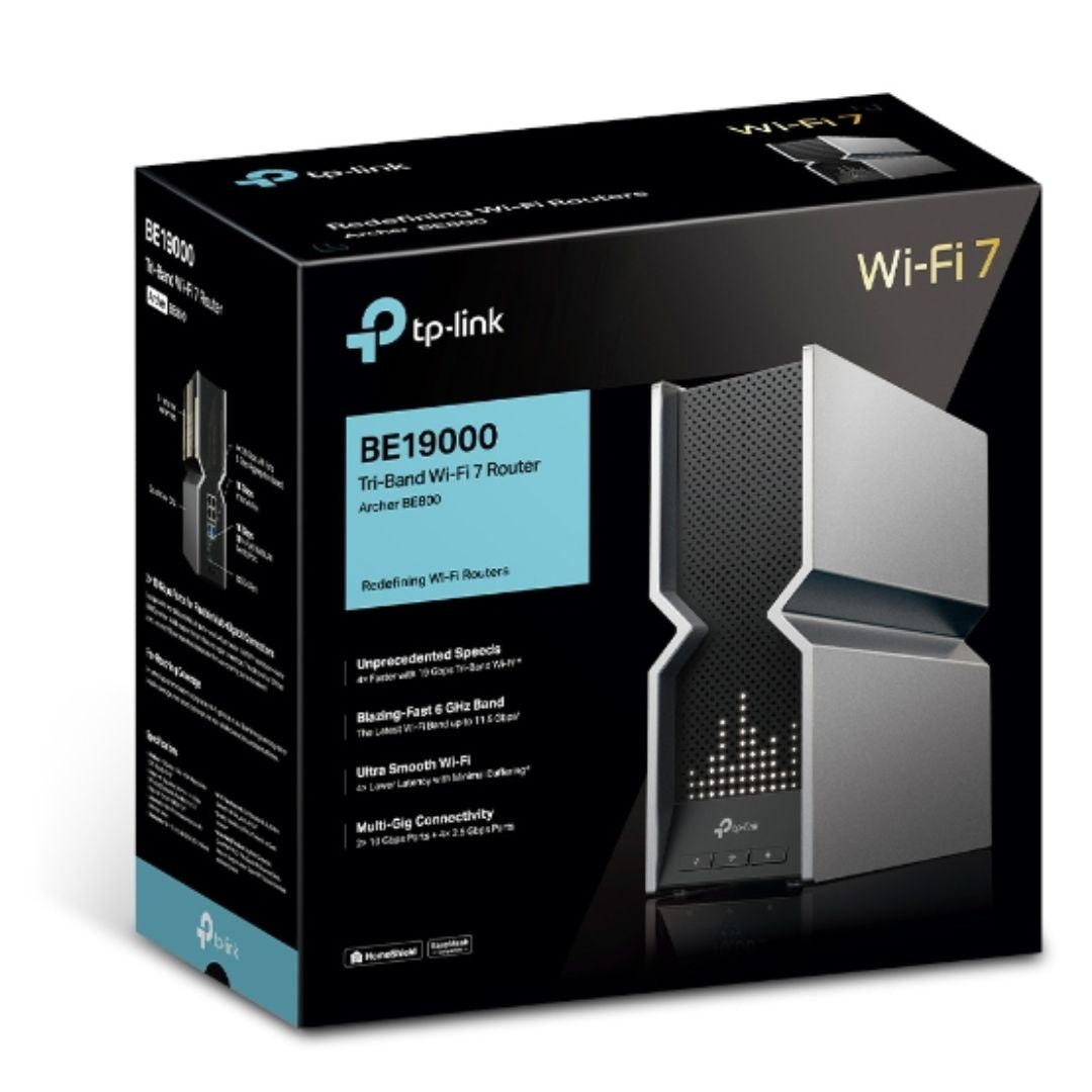 TP-Link Archer BE800 BE19000 Tri-Band Wi-Fi 7 Router (WIFI7) 1376 Mbps at 2.4 GHz + 5760 Mbps at 5 GHz + 11520 Mbps at 6 GHz, 8— Internal Antennas, Qu By TP-LINK - Buy Now - AU $866.22 At The Tech Geeks Australia