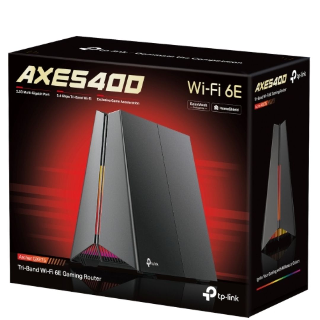 TP-Link Archer GXE75 AXE5400 Tri-Band Wi-Fi 6E Gaming Router, 574 Mbps at 2.4 GHz + 2402 Mbps at 5 GHz + 2402 Mbps at 6 GHz By TP-LINK - Buy Now - AU $215.93 At The Tech Geeks Australia