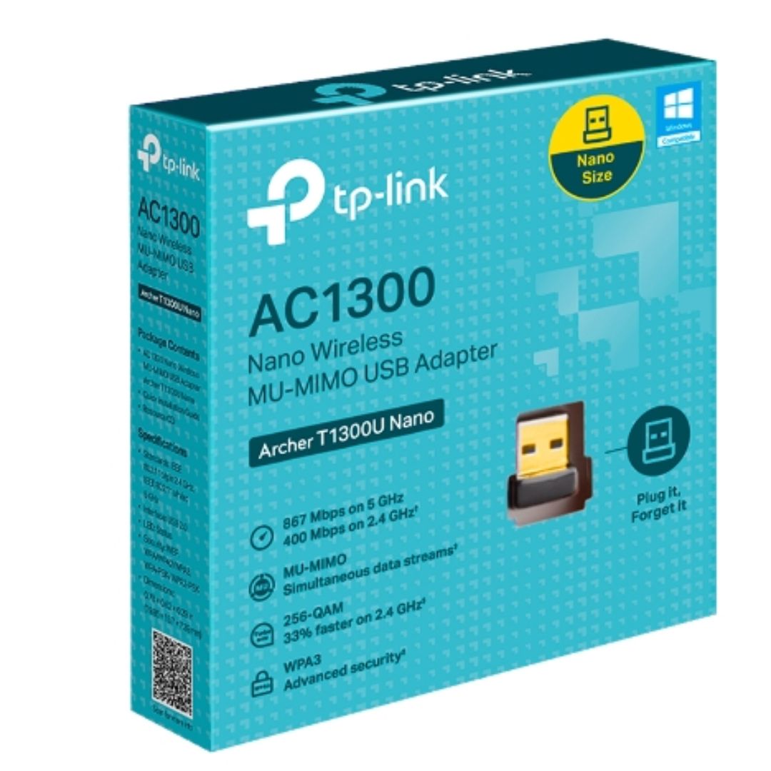 TP-Link Archer T1300U Nano AC1300 Nano Wireless MU-MIMO USB Adapter, 1201 Mbps at 5 GHz + 574 Mbps at 2.4 GHz, 5G NR 4.67Gbps/1.25Gbps, LTE support C By TP-LINK - Buy Now - AU $36.41 At The Tech Geeks Australia