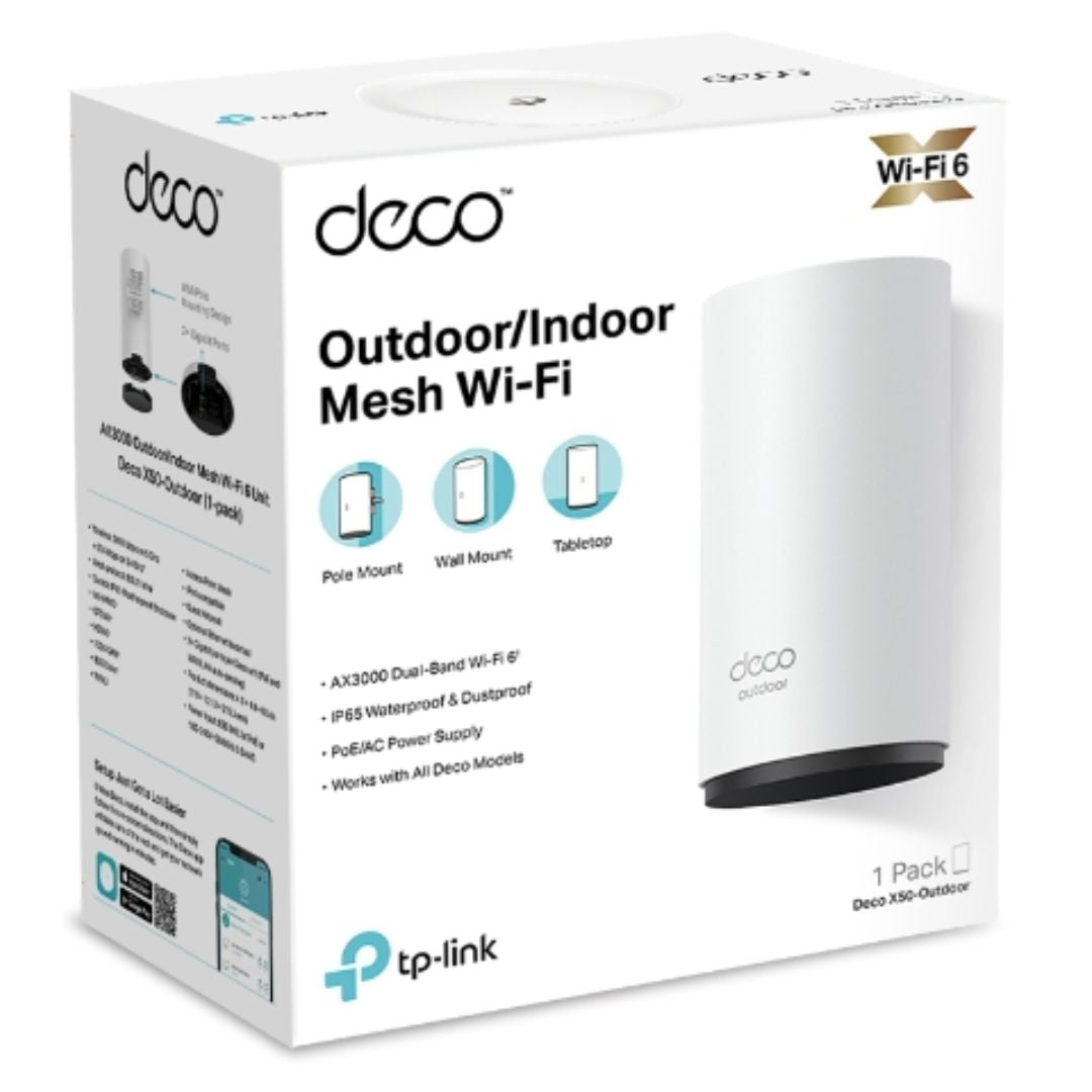TP-Link Deco X50-Outdoor(1-pack) AX3000 Outdoor / Indoor Whole Home Mesh WiFi 6 Unit, 574 Mbps at 2.4 GHz + 2402 Mbps at 5 GHz By TP-LINK - Buy Now - AU $198.60 At The Tech Geeks Australia