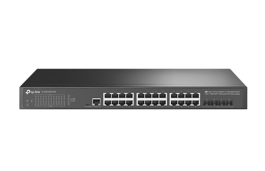 TP-Link SG3428X-UPS JetStream 24-Port Gigabit L2+ Managed Switch with 4 10GE SFP+ Slots and UPS Power Supply By TP-LINK - Buy Now - AU $371.36 At The Tech Geeks Australia