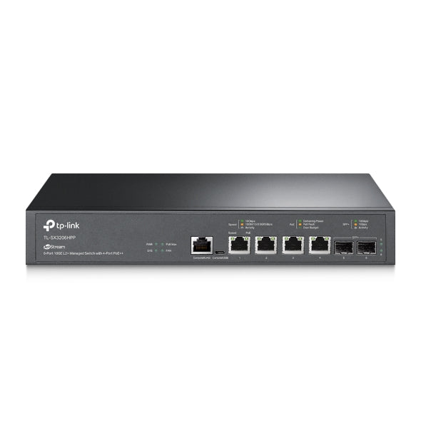 TP-Link SX3206HPP Omada JetStream 6-Port 10GE L2+ Managed Switch with 4-Port PoE++, 4— 10G PoE++ Ports, 2— 10G SFP+ Slots, RJ45/Micro-USB Console Port By TP-LINK - Buy Now - AU $909.50 At The Tech Geeks Australia