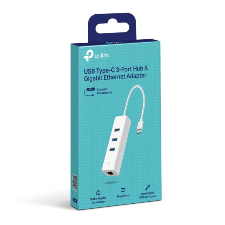 TP-Link UE330C USB 3.0 Type-C to Gigabit Ethernet Network Adapter with 3-Port USB 3.0 Type-A Hub By TP-LINK - Buy Now - AU $32.70 At The Tech Geeks Australia