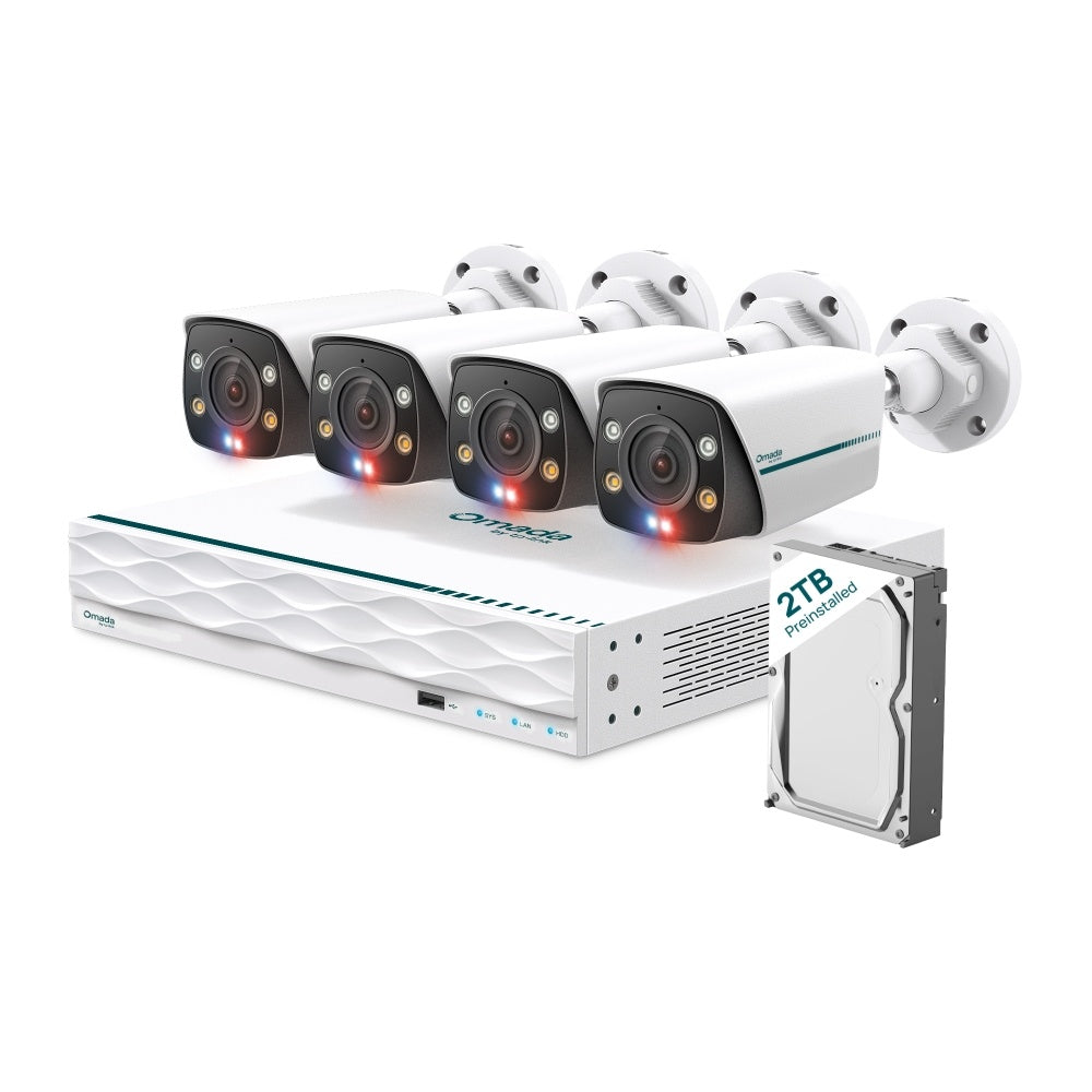 Omada B8S4-2T - TP-Link Omada 8MP Bullet PoE Security Camera System with 2TB HDD, 4 Cameras and 16-Channel NVR