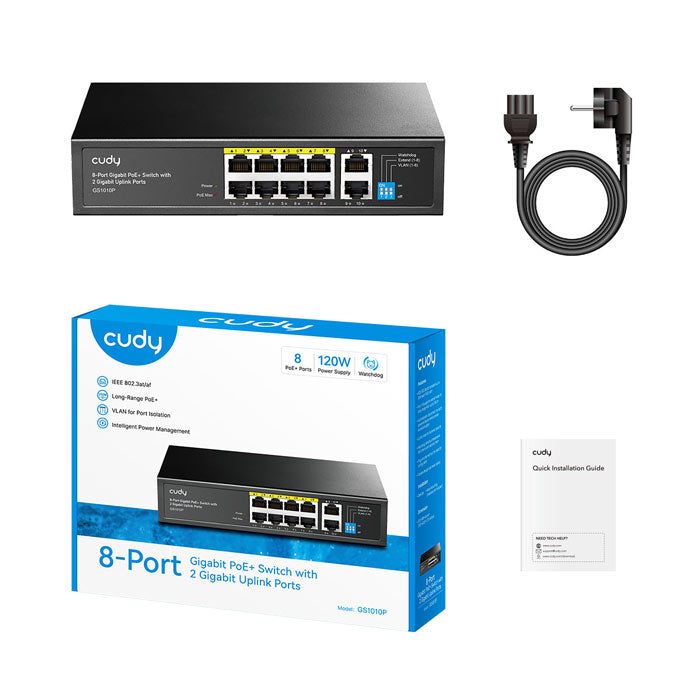 Cudy GS1010P 8-Port Gigabit PoE+ Switch with 2 Gigabit Uplink Ports 120W By Cudy - Buy Now - AU $106.44 At The Tech Geeks Australia