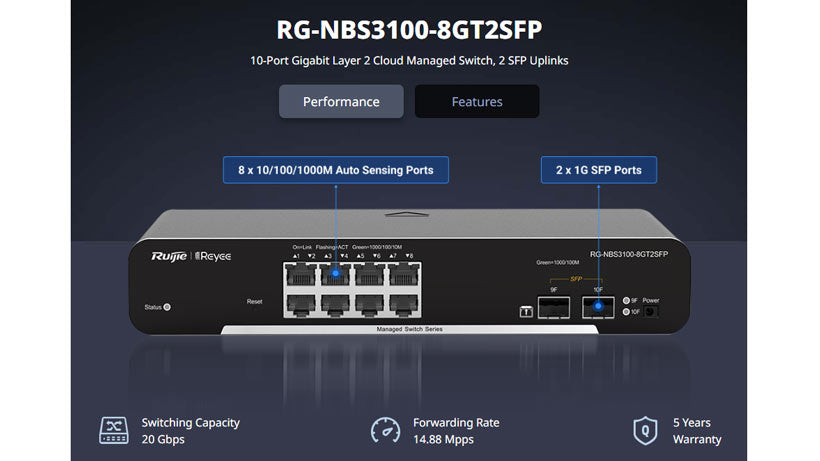 Ruijie Reyee RG-NBS3100-8GT2SFP 8-Port Gigabit L2 Managed Switch By Ruijie - Buy Now - AU $269.50 At The Tech Geeks Australia