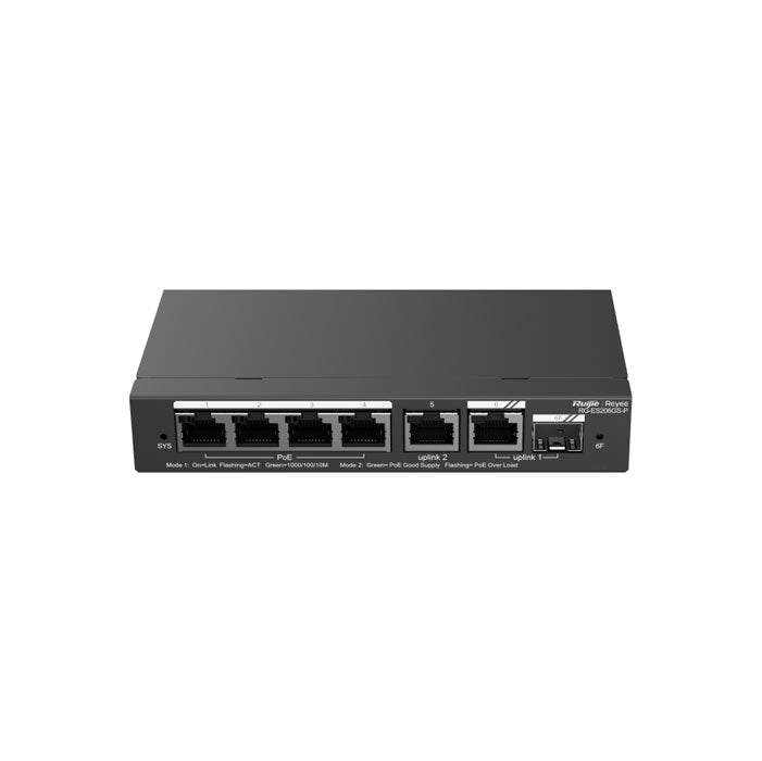Ruijie RG-ES206GS-P, 6-Port Gigabit Smart Cloud Managed PoE Switch By Ruijie - Buy Now - AU $137.50 At The Tech Geeks Australia