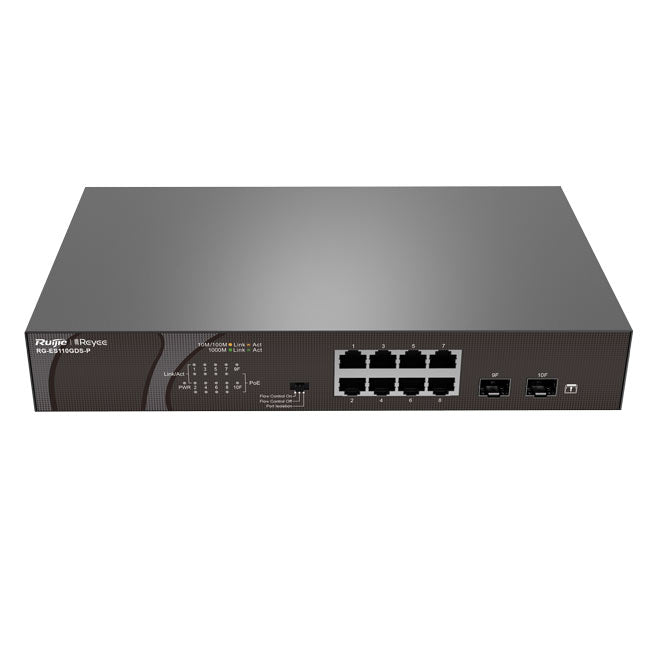RG-ES110GDS-P Ruijie Reyee 8 ports for PoE/PoE+, 2 SFP ports: Unmanaged desktop switch By Ruijie - Buy Now - AU $256.30 At The Tech Geeks Australia