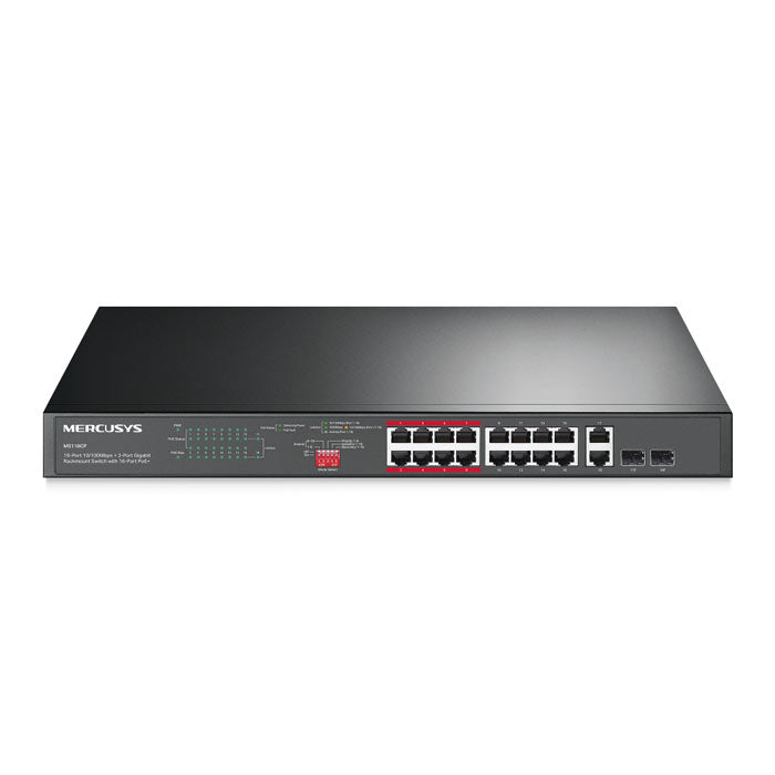 MS118CP MERCUSYS 16-Port 10/100Mbps + 2-Port Gigabit Rackmount Switch with 16-Port PoE+ By TP-LINK - Buy Now - AU $211.50 At The Tech Geeks Australia