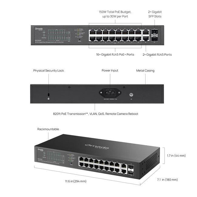 ES220GP TP-Link Omada 20-Port Gigabit Easy Managed Switch with 16-Port PoE+ By TP-LINK - Buy Now - AU $273.48 At The Tech Geeks Australia