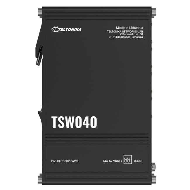 Teltonika TSW040 - 8-port PoE+ Switch (7-57 VDC, or 44-57 VDC for PoE-out) Integrated DIN Rail Bracket - 10/100 Mbps, supports auto MDI/MDIX crossover By Teltonika - Buy Now - AU $91.84 At The Tech Geeks Australia