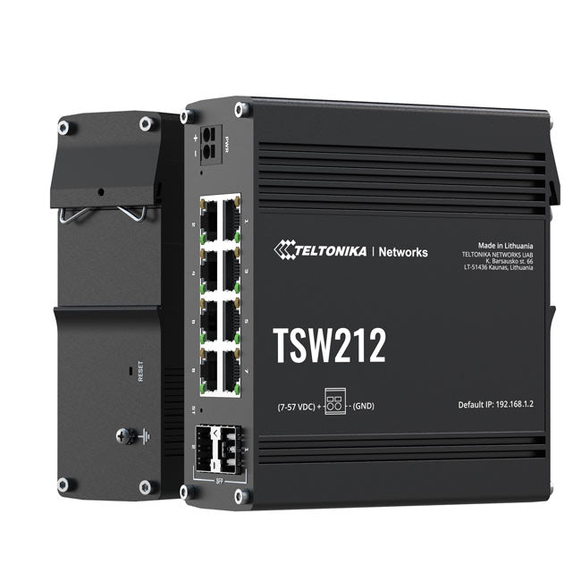 Teltonika TSW212 Managed Ethernet Switch, L2 with additional L3 Features, Supports Profinet, 8 x Gigabit Ethernet Ports, 2 x SFP Ports, PSU excluded By Teltonika - Buy Now - AU $204.96 At The Tech Geeks Australia