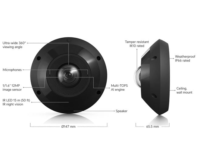 UVC-G6-Pro-360-B Ubiquiti UniFi Protect Camera G6 Pro 360 (Black) By Ubiquiti - Buy Now - AU $1095 At The Tech Geeks Australia