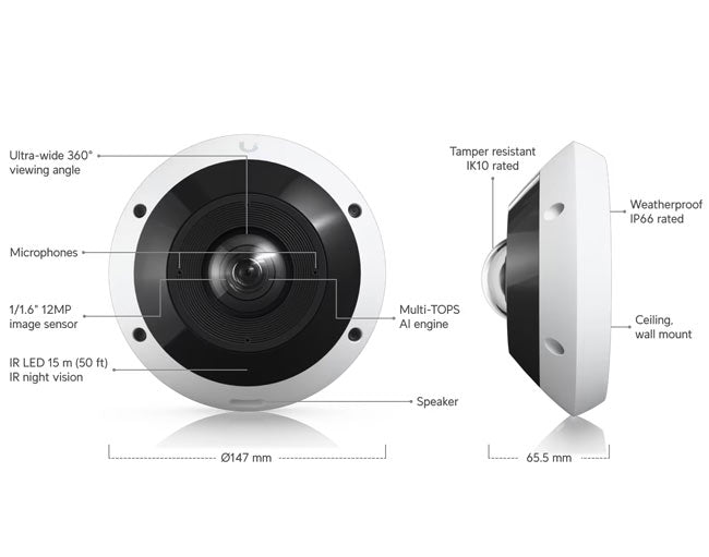 UVC-G6-Pro-360-W Ubiquiti UniFi Protect Camera G6 Pro 360 (White) By Ubiquiti - Buy Now - AU $1095 At The Tech Geeks Australia