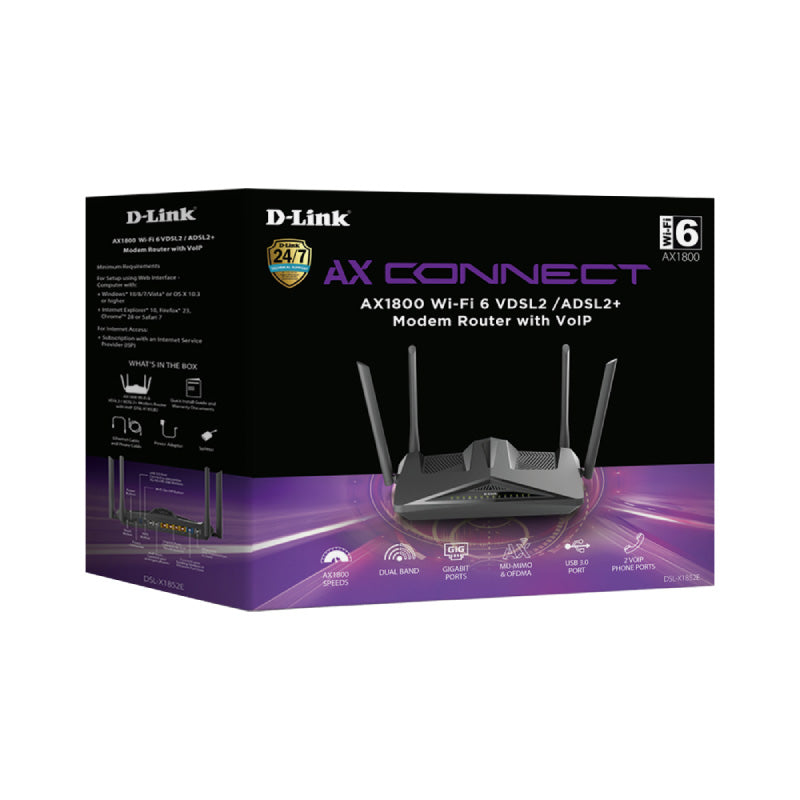 DSL-X1852E/AU D-Link AX1800 Wi-Fi 6 VDSL2/ADSL2+ Modem Router with VoIP By D-Link - Buy Now - AU $241.42 At The Tech Geeks Australia