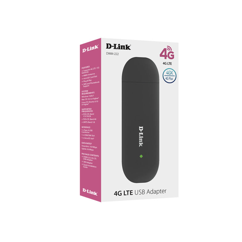 DWM-222 D-Link 4G LTE USB Adapter By D-Link - Buy Now - AU $93.74 At The Tech Geeks Australia