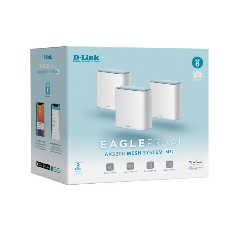 M32-3PK D-Link Eagle Pro AI AX3200 Mesh System (3-Pack) By D-Link - Buy Now - AU $578.59 At The Tech Geeks Australia