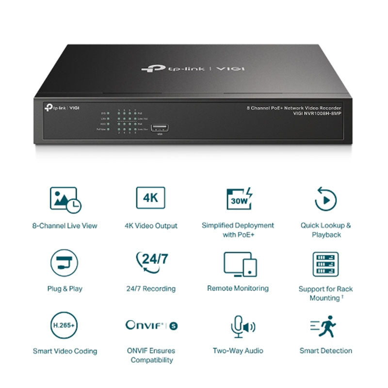 VIGI NVR1008H-8MP TP-Link VIGI 8 Channel PoE+ Network Video Recorder By TP-LINK - Buy Now - AU $226.61 At The Tech Geeks Australia