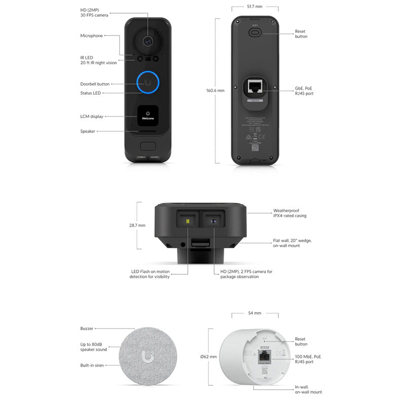 UVC-G4-Doorbell-Pro-PoE-Kit Ubiquiti UniFi G4 Doorbell Professional PoE Kit (White) By Ubiquiti - Buy Now - AU $850 At The Tech Geeks Australia