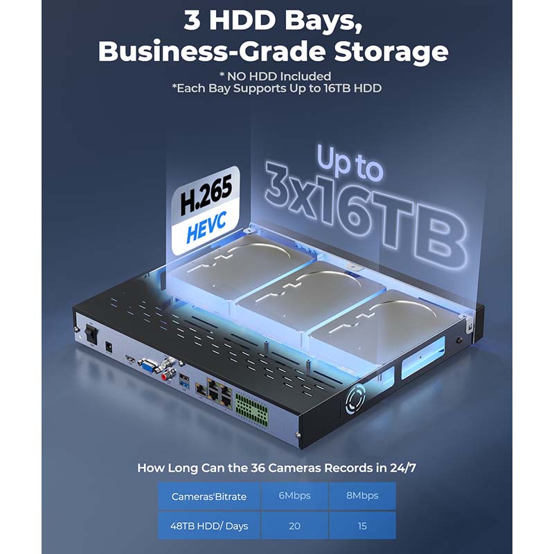 RLN36 Reolink 36-Channel NVR with upto 48TB Storage Capacity (No Harddrives Included) By Reolink - Buy Now - AU $245.44 At The Tech Geeks Australia