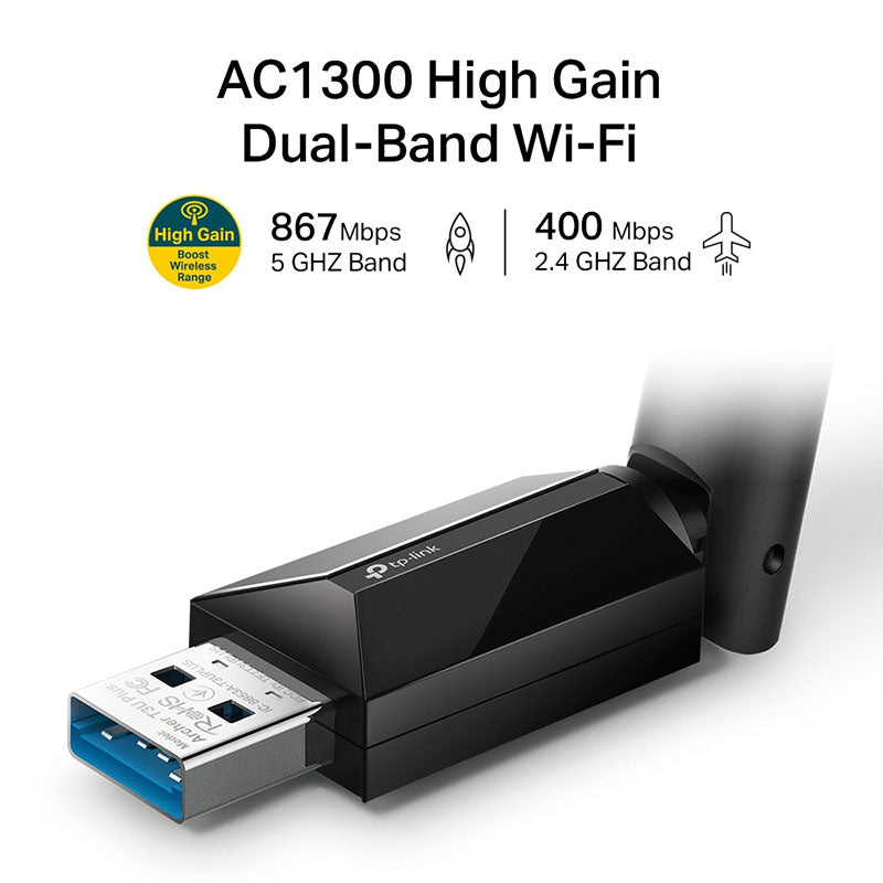 ARCHER T3U PLUS TP-Link AC1300 High Gain Wireless Dual Band USB Adapter By TP-LINK - Buy Now - AU $38.15 At The Tech Geeks Australia