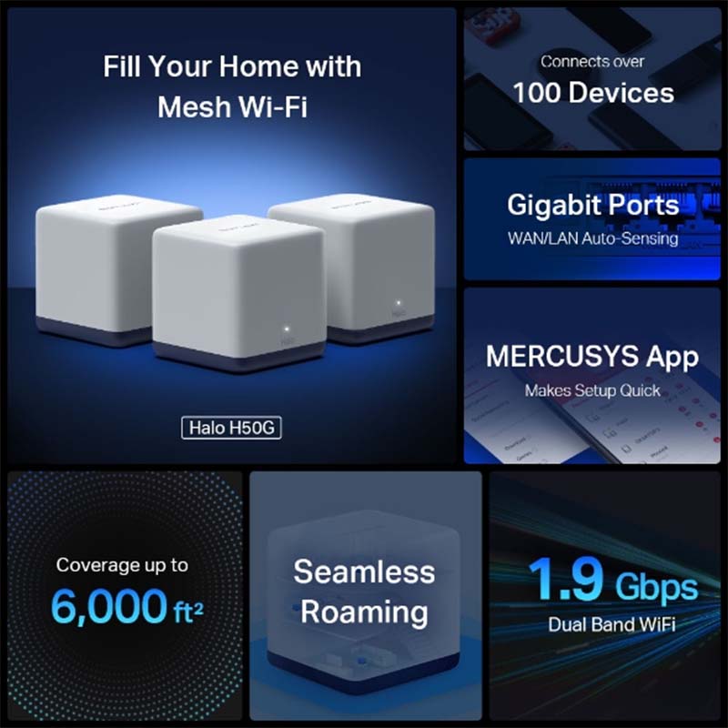 HALO H50G(3-PACK) Mercusys AC1900 Whole Home Mesh Wi-Fi System By TP-LINK - Buy Now - AU $125.46 At The Tech Geeks Australia