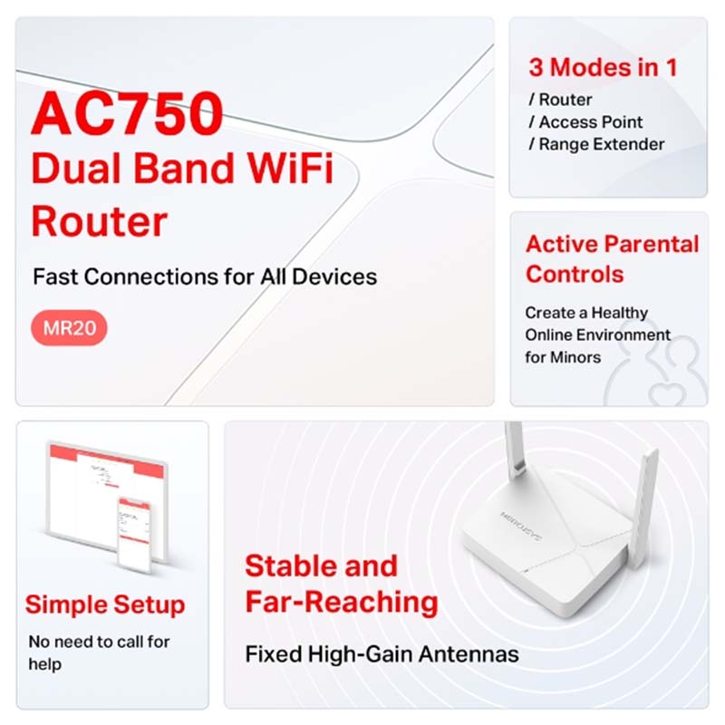 MR20 Mercusys AC750 Wireless Dual Band Router By TP-LINK - Buy Now - AU $30.55 At The Tech Geeks Australia