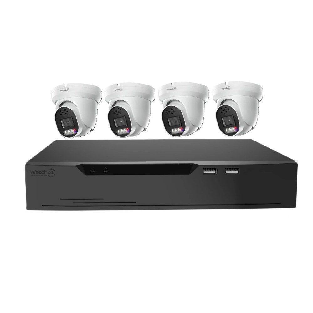 CK-4TF8250-2.8-8480-2HD - WatchAI 4K CCTV Kit - 4 x 8MP Turret Cameras with 8CH 2TB HDD NVR