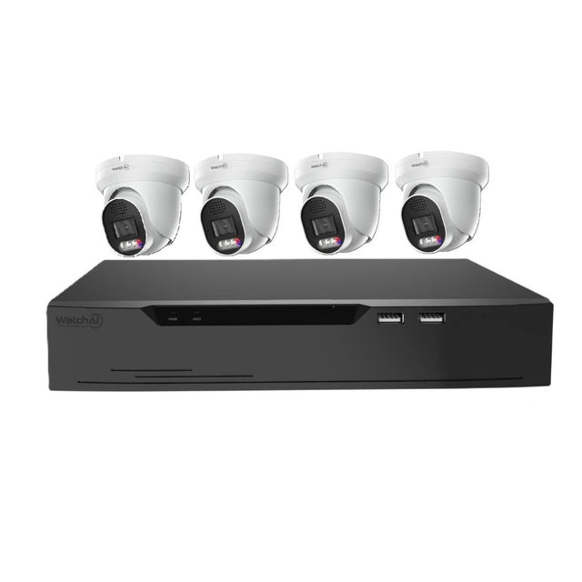 CK-4TF8250-2.8-8480-2HD - WatchAI 4K CCTV Kit - 4 x 8MP Turret Cameras with 8CH 2TB HDD NVR