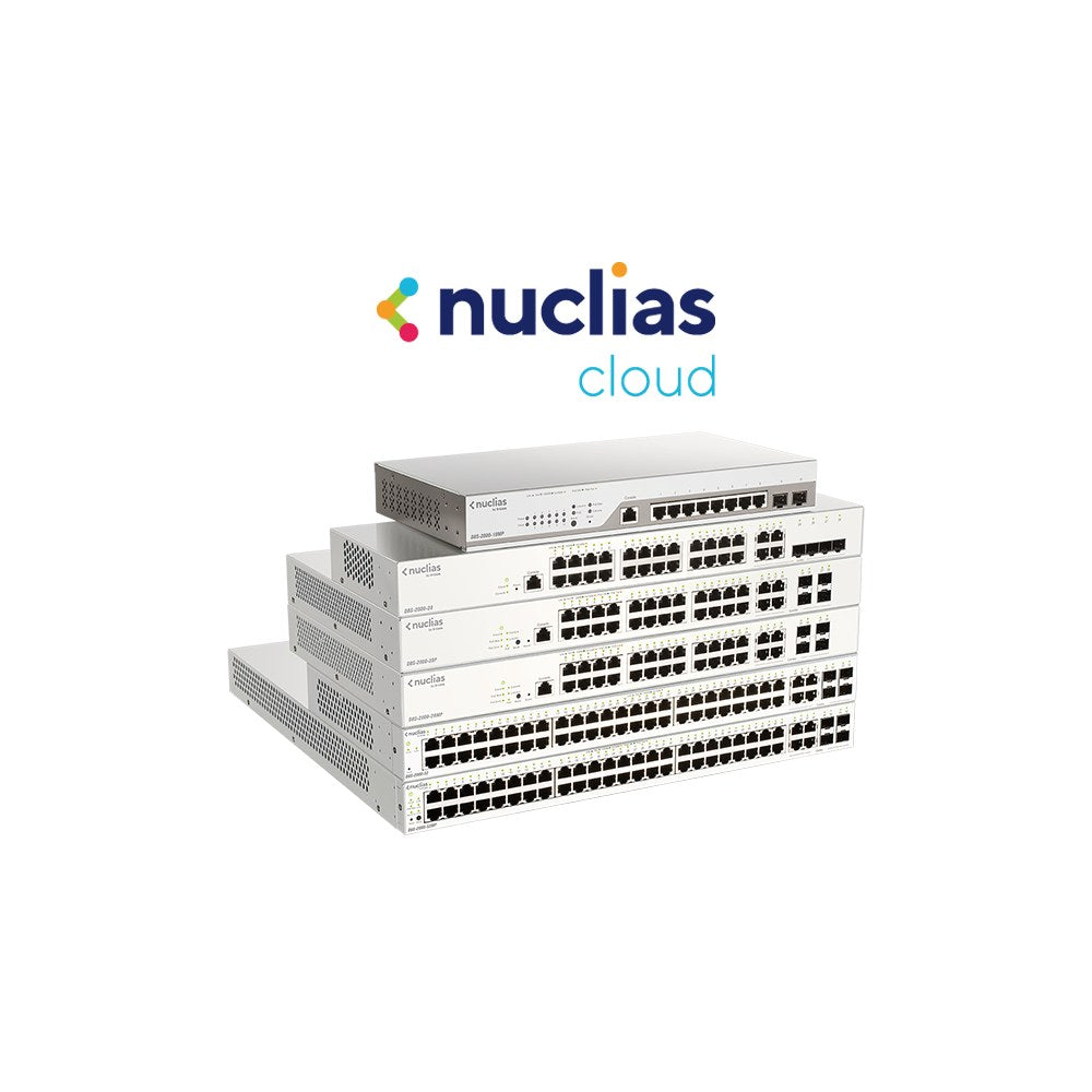 DBS-2000-28P - D-Link 28-Port Gigabit Nuclias Cloud Managed PoE Switch with 28 RJ45 (24 PoE, 193W) and 4 Combo SFP Ports