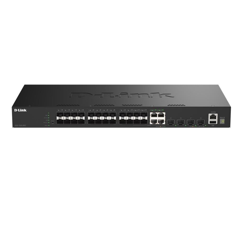 DGS-1530-28SC - D-Link 28-Port Gigabit Smart Managed Stackable Switch with 24 SFP Ports and 4 SFP+ Ports