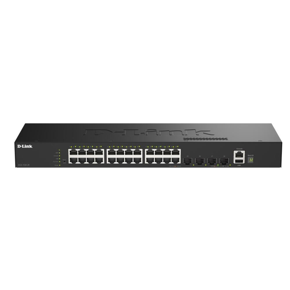 DGS-1530-28 - D-Link 28-Port Gigabit Smart Managed Stackable Switch with 24 1000BASE-T and 4 SFP+ Ports