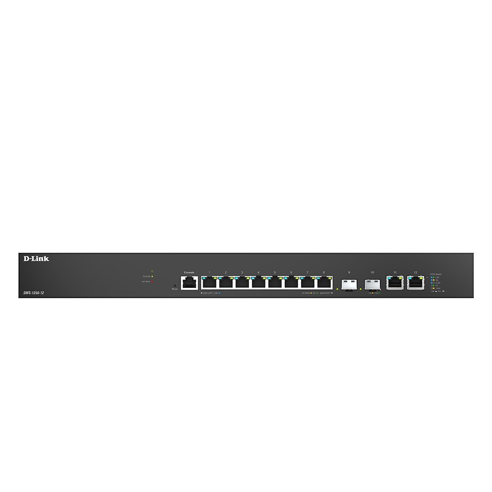 DMS-1250-12 - D-Link 12-Port Multi-Gigabit Smart Managed Switch with 8 2.5G, 2 10GBASE-T and 2 10G SFP+ Ports