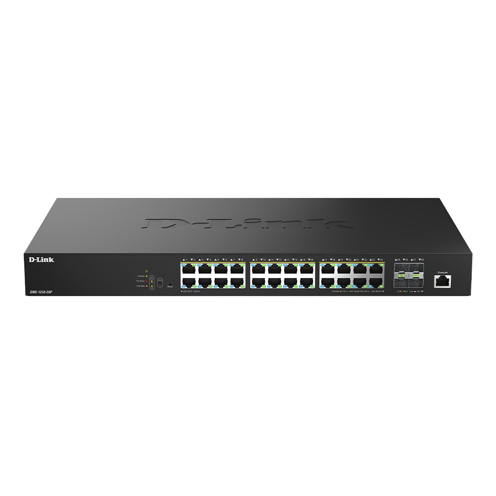 DMS-1250-28P - D-Link 28-Port Multi-Gigabit Smart Managed PoE++ Switch with 24 2.5G PoE++ Ports (475W) and 4 10G SFP+ Ports