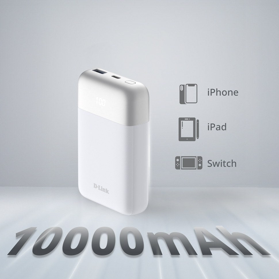 DPP-101 - D-Link 10000mAh Portable Power Bank with USB-C and USB-A Ports