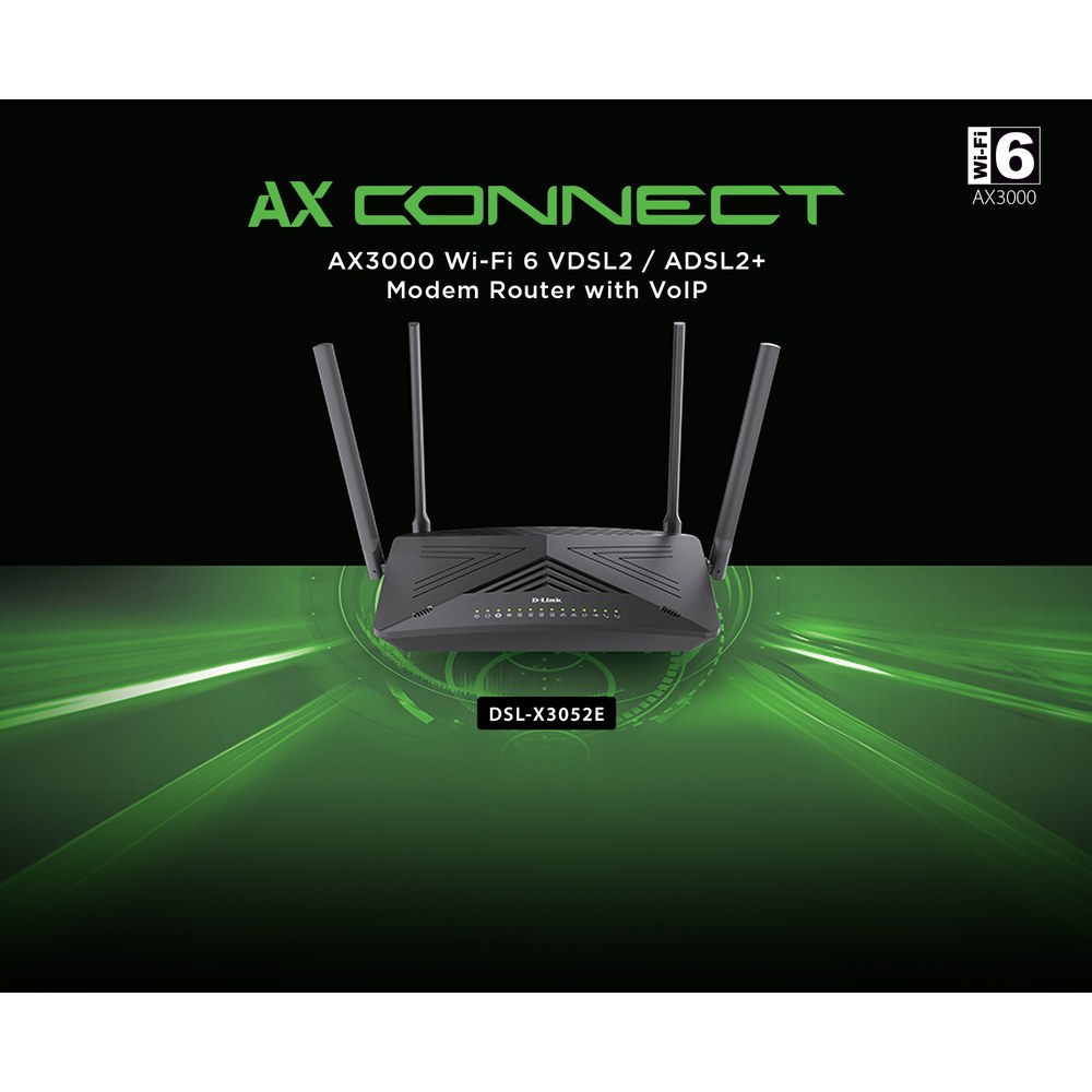 DSL-X3052E - D-Link AX3000 Wi-Fi 6 VDSL2/ADSL2+ Modem Router with VoIP