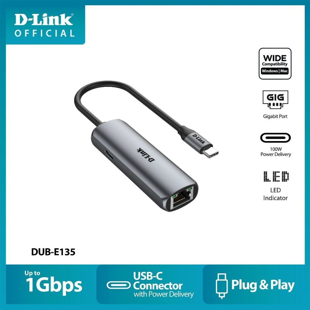 DUB-E135 - D-Link USB-C to Gigabit Ethernet Adapter