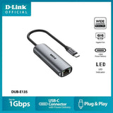 DUB-E135 - D-Link USB-C to Gigabit Ethernet Adapter