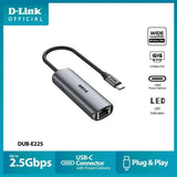 DUB-E255 - D-Link USB-C to 2.5Gbps Ethernet Adapter with 100W Power Delivery